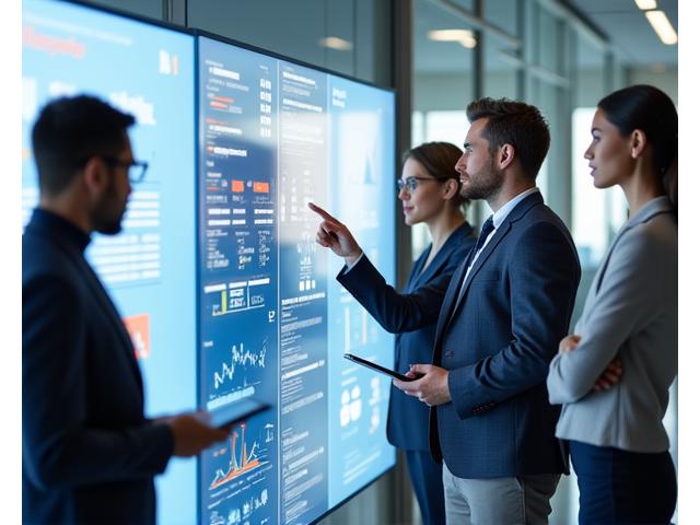 Professionals collaborating on a laptop, symbolizing flexible workforce management and strategic planning.